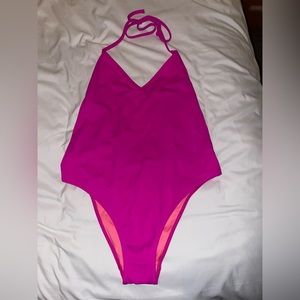 Victoria’s Secret PINK Hot Pink Low Back Scrunch Bottom One Piece Swimsuit